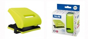 Perforadora pl&aacute;stica amarilla  con guia